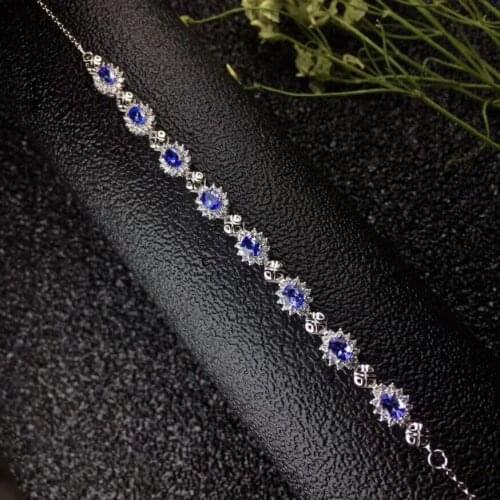 Simple gemstone, multi style and natural natural Tanzania bracelet can adjust 925 silver