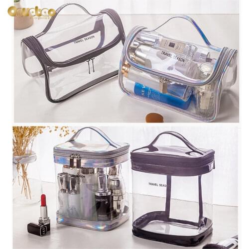 Clear Multi-Functional Make up Bag Tote Wash Bag PU Cosmetic Bag Large capacity Waterproof Toiletry Storage Bag Portable Travel
