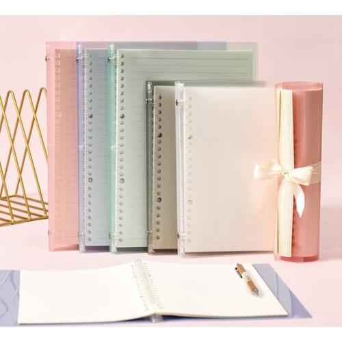 1Pc Transparent PP Removable Loose-leaf Book Simple Creative Grid Horizontal Line A5/B5 Student Notebook Notepad