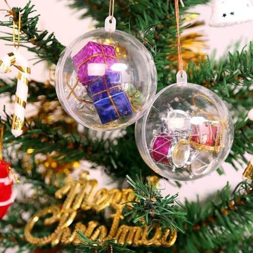 10pcs 4/5/6/8cm Xmas Transparent Ball Open Plastic Clear Bauble Ornament Christmas Party Hanging Pendant Gift Package Supplies