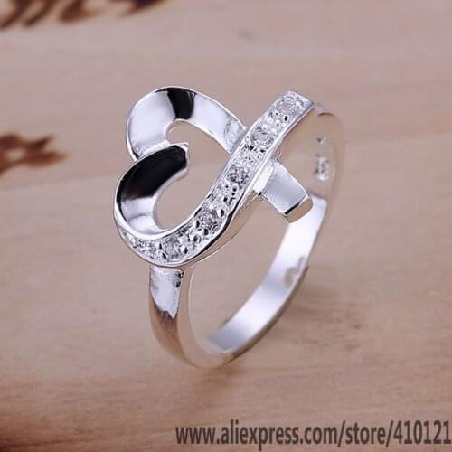 R036 Lucky Charm Silver Color Rings For Women Fashion Jewelry Wholesale Women Accessorie Fashion Inlaid Seatangle Ring /dry