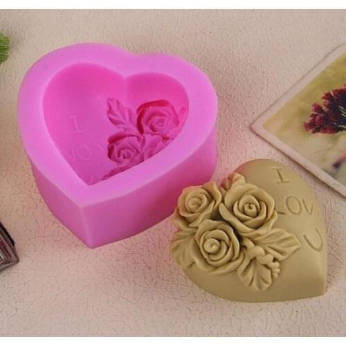 Love Heart Shaped Soap Silicone Mold Fondant Cake Decorating Tools Silicone Soap Mold Silicone Cake Mold
