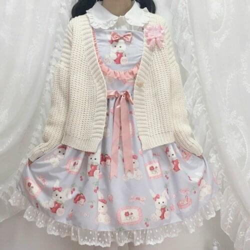Autumn winter Japanese soft sister lazy wind Lolita outside cardigan cute bow knit sweater coat female