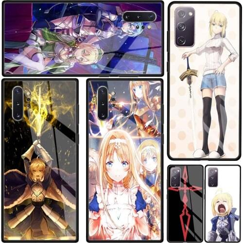 Anime Fate Zero Stay Night Saber Glass Phone Case for Samsung Galaxy S21 S20 FE S10 Note 10 20 Ultra 5G 9 S9 Plus S10e Cover