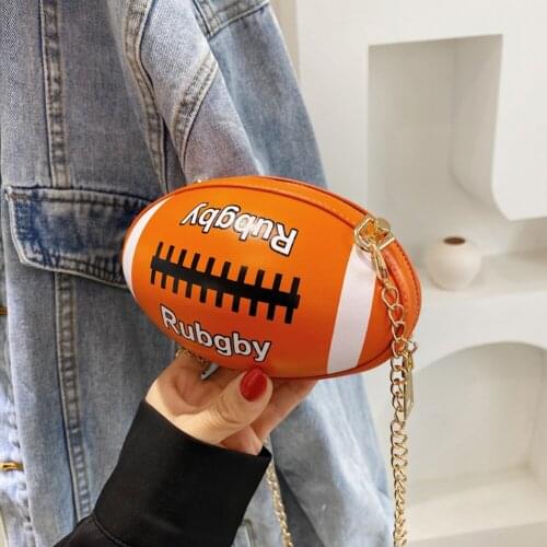 Color Oval Ball Shape Shoulder Bag Fashion PU Leather Women Candy Crossbody Bags Casual Ladies Chain Printing Mini Purse Handbag