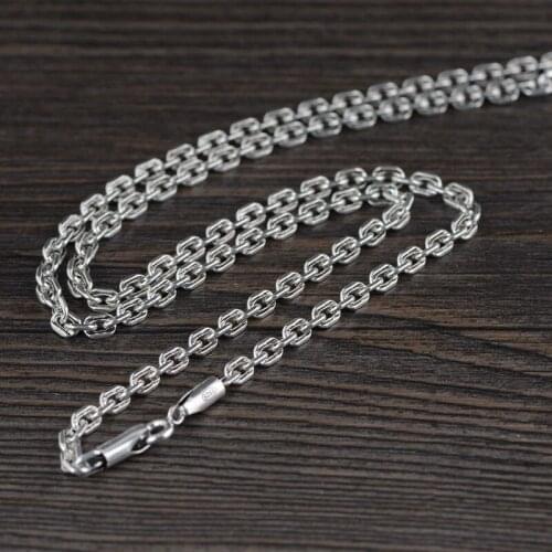 Thai Antique Silver Jewelry For Men And Women Fashion Sweater Chain Wholesale S925 Simple Silver Key Chain Necklace