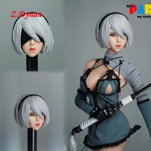 TP001 1:6 NieR:Automata 2B YoRHa Female Head Sculpt with Blindfold for 12" Tbleague soldier Body Figures jiaou doll accessory