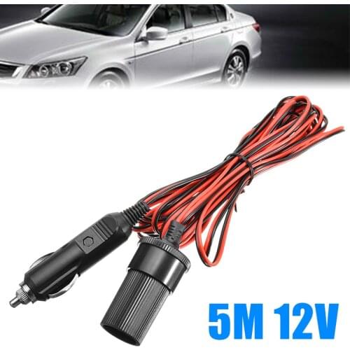 Universal 1pc 5M 12V 3A 36W Car Cigarette Lighter Socket Extension Cable Adapter Lead Diameter 24AWG 5.0mm