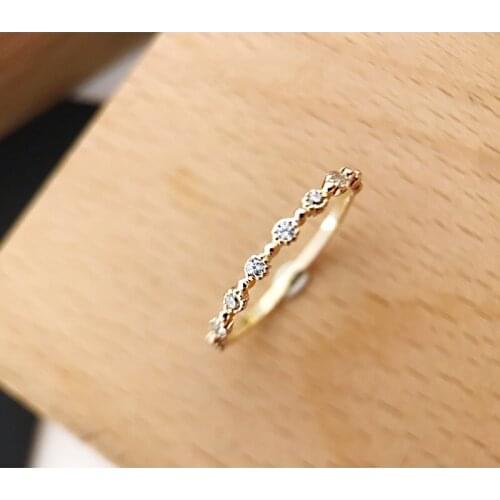 Vintage Fashion Small Wedding Ring Cute Female Crystal White Stone Ring Real 925 Sterling Silver Gold Engagement Rings For Women