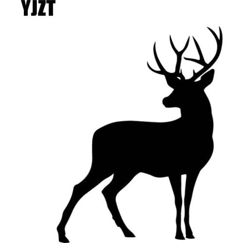YJZT 12.6CM*16.4CM Deer Turns Back Car Trunk Decorate Pattern Vinyl Decal Car Stickers Black/Silver C4-1977
