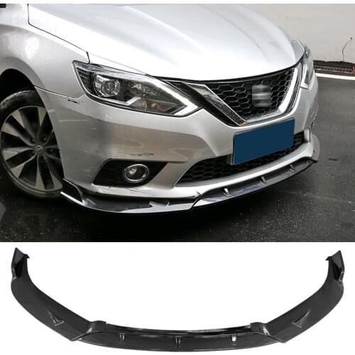 Front Bumper Spoiler Protector Plate Lip Body Kit Carbon Surface Decorative Strip Chin Shovel For Nissan Sentra Sylphy 2016-2018