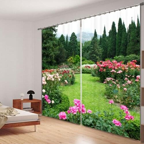 Blackout Fabric Beautiful garden 3D Window Curtains Drapes For Living room Bed room Hotel Decorative Home Wall Tapestry
