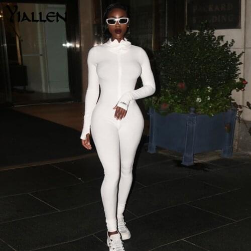 Yiallen Sexy Solid Color Hollow Out Long Sleeve Rompers Women 2021 Summer Elastic Skinny Streetwear Classic Round Neck Bodysuit