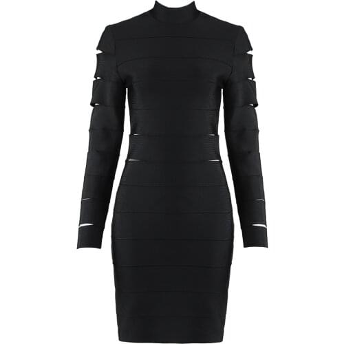 Elegant Bandage Dress Sexy Fashion New Arrival Long Sleeve Mini Dress Party Club Celebrity Women Dress Autumn Winter Clothes