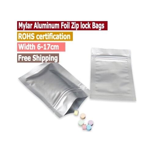 100pcs Small Size Mylar Aluminum Zip lock Pouches Bags,Food Storage Bags Zip lock Pouches Smell Proof Width From 6cm to 17cm