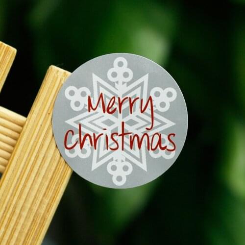 120pcs Round Snowflake Seal Sticker Merry Christmas Gift Packing Decoration Label Xmas Bakers Sticker