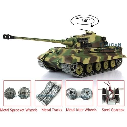 2.4G Heng Long 1/16 7.0 Upgraded German King Tiger RTR RC Tank 3888A Metal Tracks TH17523
