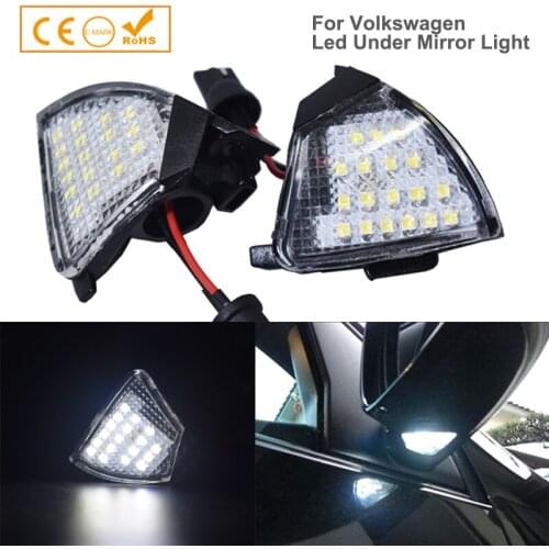 2pcs Car LED Under Side Mirror Light Puddle Lamp For Skoda Superb For VW Passat CC Golf R32 Sharan Eos Jetta Tourn Rabbit GTI