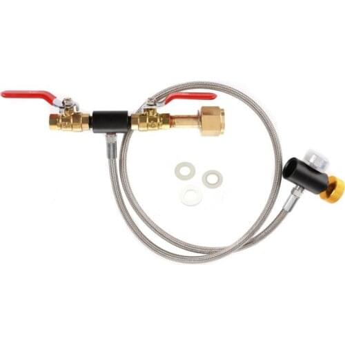 CGA320 G1/2 Soda stream CO2 Tank Bottle Cylinder Refill Adapter Fill Station Connector 36/60 Inch Hose Dual Valve with Gauge