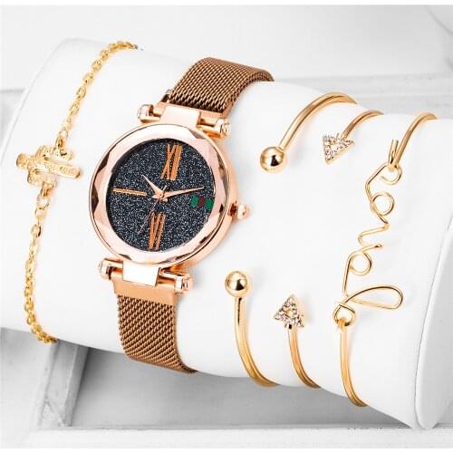 Watches Bracelet Womens 2020 Luxury Watch With 4 Bracelets Women Wrist Watch Stainless Steel Ladies Woman Clock Uhr Reloj Muje