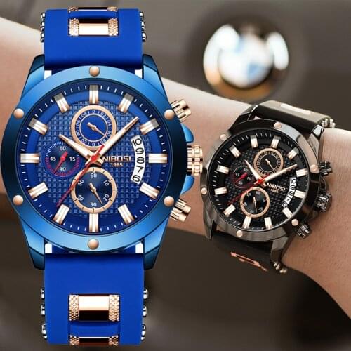 NIBOSI Top Brand Luxury Fashion Mens Watches Sports Chronograph Quartz Watch For Men Date Clock Waterproof Relogio Masculino