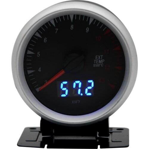 2.5 Inch 60mm Exhaust Gas Temp Gauge Dual Units Digital Analog Display Blue LED With Sensor