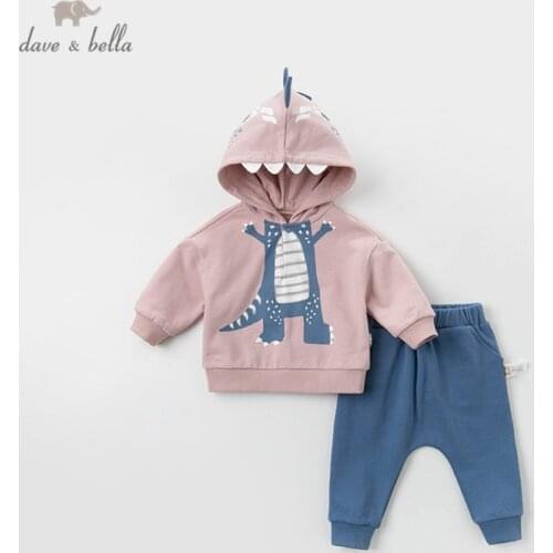 DBX12742 dave bella baby boys spring fashion clothing sets long sleeve suits children hooded cute clothes