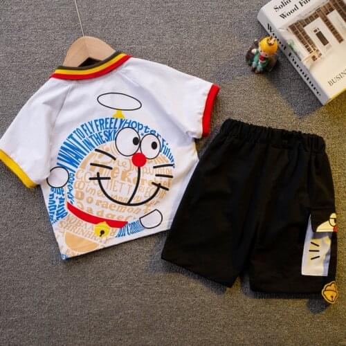 Childrens clothing boy suit summer 2021 new childrens summer clothing baby short-sleeved two-piece suit foreign-style baby Kor