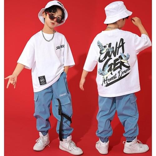 Kid Casual T Shirt Top Sport Jogger Pants Hip Hop Clothing For Girls Boys Jazz Dance Costume Ballroom Dancing Streetwear DN8644