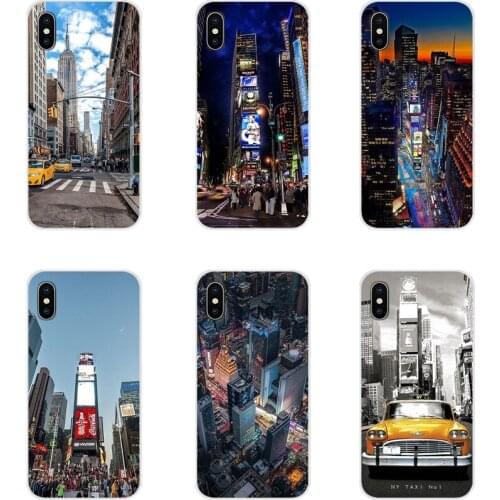 For Samsung Galaxy J1 J2 J3 J4 J5 J6 J7 J8 Plus 2018 Prime 2015 2016 2017 Transparent Soft Cases New York City Times Square Taxi