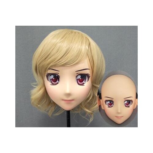 DM149) Female Sweet Girl Resin Half Head Kigurumi Mask With BJD Eyes Cosplay Japanese Anime Role Lolita Mask Crossdress Doll