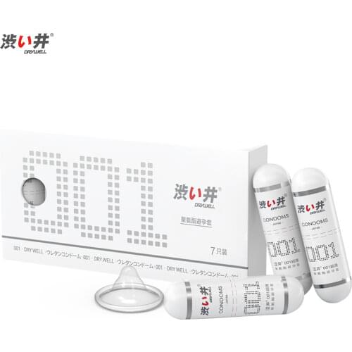 DRY WELL 001 Condoms for Sex Extremely Thin Polyurethane Condoms 1200mg Hyaluronic Acid Lubricant 7PCS
