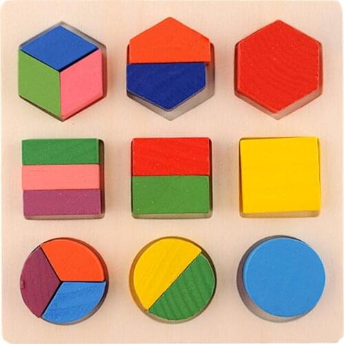 Hot Sale Clever Baby Early Education Colour Toys Wooden Three Dimensional Toy Geometric Shape Baby Wooden Building Block Toys