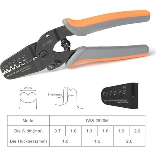 IWS-2820 Terminal Crimping Tools for JAM Molex Tyco JST Terminal and Connector 0.08-0.5mm²(28-20AWG)Mini Crimping pliers