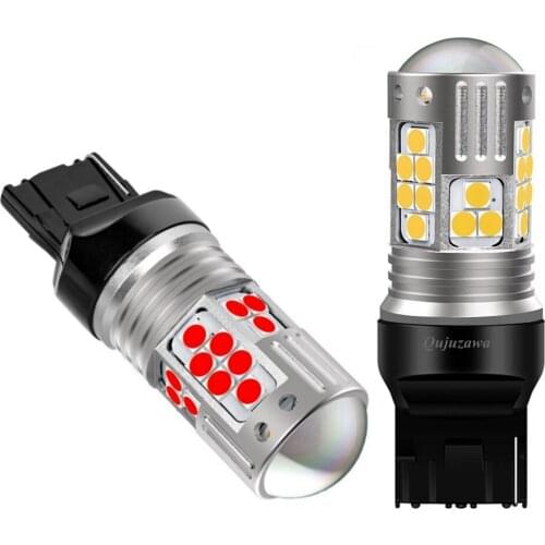 2Pcs New T20 7440 W21W WY21W Super Bright 3030 LED Car Brake Bulbs Turn Signals Auto Backup Reverse Lamp Daytime Running Light