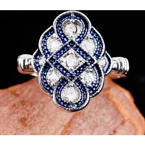 Fashion Crystal Rings for Women Luxury Jewelry Princess Geometric Ring Wedding Engagement Charm Gift Bijoux Femmes Whole Sale