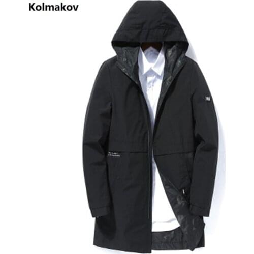 KOLMAKOV 2019 New Spring Mens Jackets and Medium length Coats Hooded Jacket for Man Casual Fashion with zipper size M-3XL