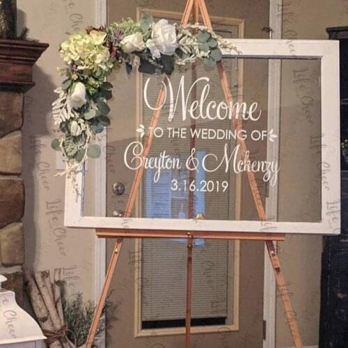 Welcome Wedding Stickers Personalized Names and Dates Vinyl Decal for Wedding Sign DIY Lettering Enagement Wedding Decor