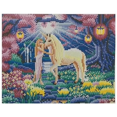 New LED Light Full Round Drill 5D DIY Diamond Painting "Horse and Girl" 3D Embroidery Cross Stitch Mosaic Decor Gift 30x40cm