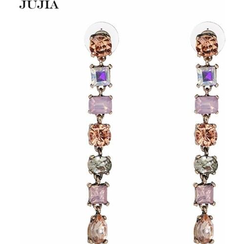 Wholesale Fashion Elegant Bridal Brinco Jewelry Crystal Drop Earring Long Earrings for Women Wedding Accessories pendientes