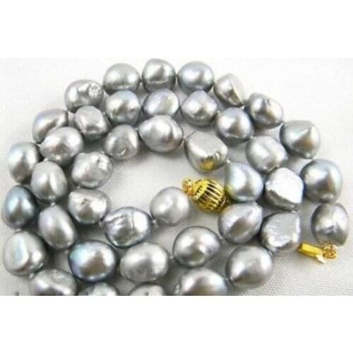 18'' 9-10mm gray baroque freshwater pearl necklace