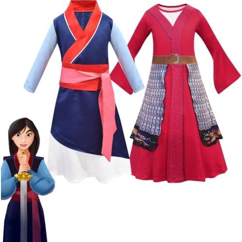 Huamulan Dress Up Dresses For Girls Movie Role Playing Costumes Kids Halloween Party Outfits Children Chinese Traditional Hanfu
