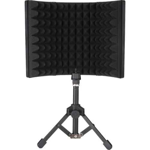 Microphone Isolation Screen Absorbing Sponge 3-Panel Foldable Windshield Wind Screen Board Sound Insulation Cover with Stand
