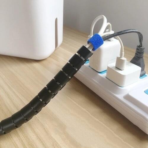 2M Cable Protector Winding Pipe Spiral Wrapping Wire Organizer Sheath Tube Plastic Tape Management Sleeve Home Accessories