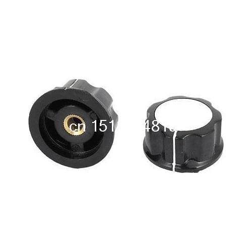 2 Pcs Black 31mm Top Repair Parts Sound Fluted Potentiometer Control Knobs