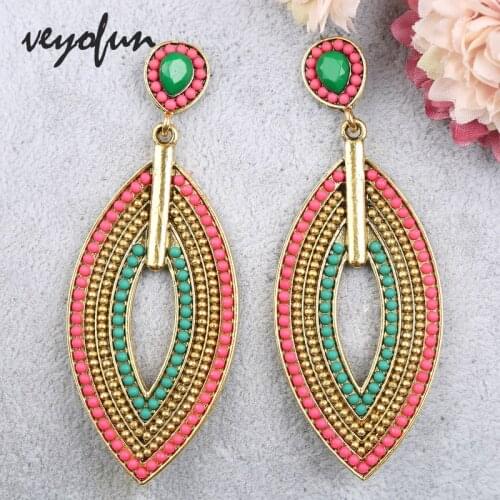 Veyofun ZA Gold Color Acrylic Hollow Drop Earrings Ethnic Dangle Earrings for Women Fashion Jewelry Wholesale