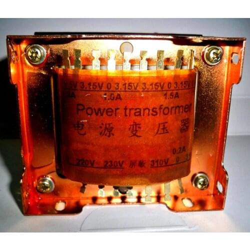 Power transformer, primary 0-220V-230V, secondary 310V-0-310V 0.2A; 0-5V 3A; 3.15V 0-3.15V 1.5A; 3.15V 0-3.15V 1.5A; 0-6.3V 1.5A