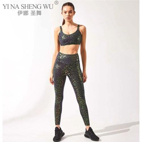 Sports Yoga Leggings Suit for Fitness Women Yoga Set with Pad Gym Clothing Women Running Workout Elastic Training Bra Sportswear