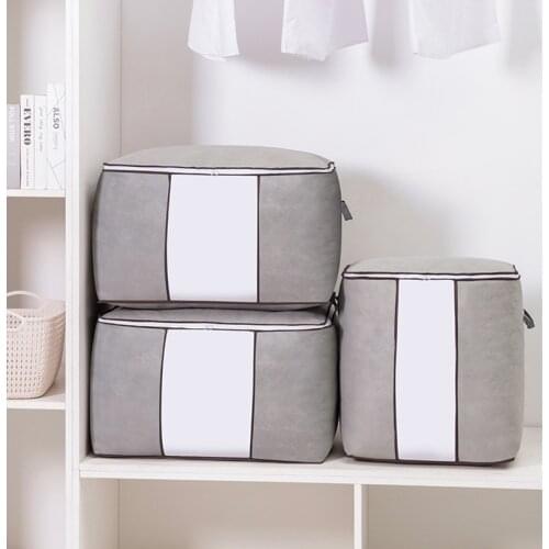 Quilt blanket storage bag Non-woven Organize bag Moving house luggage packing bag gray horizontal