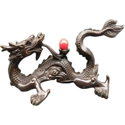 Pure copper dragon copper dragon ornaments Fengshui ornaments home study office home back dragon set pen rack
